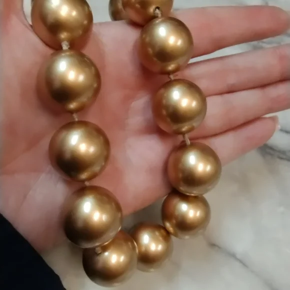 Huge Vintage Monet Gold Pearl Necklace - Picture 2 of 3